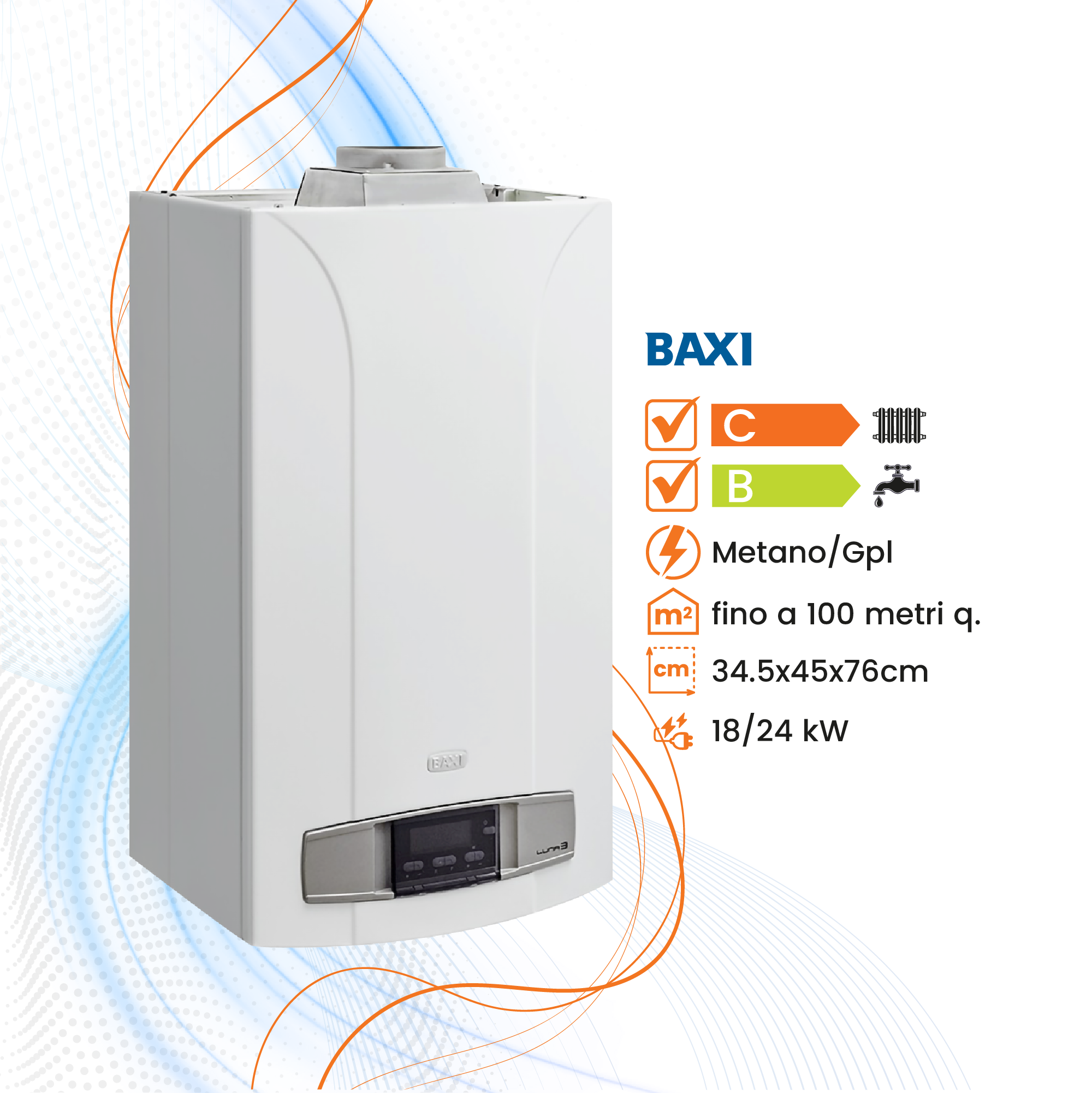 Caldaia Baxi Luna3 Blue+ a Camera Aperta - Climaprime