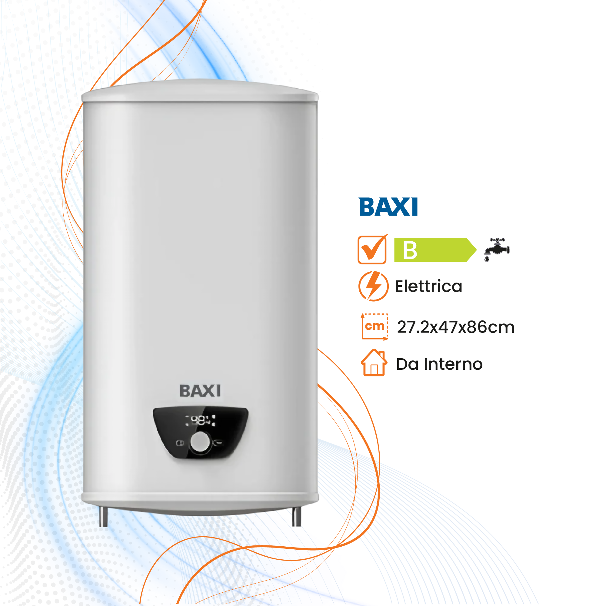 Scaldabagno Baxi Lite Compact Elettrico Orizzontale/Verticale - Climaprime