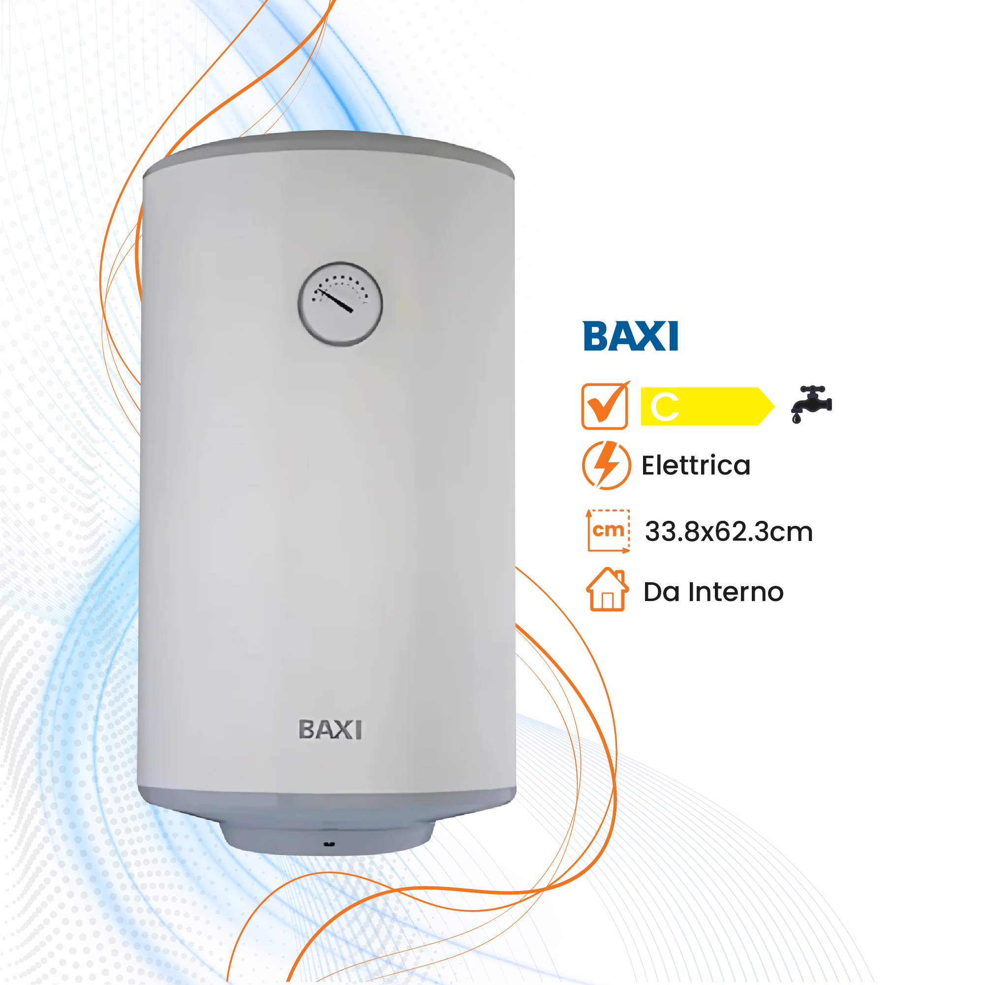 Scaldabagno Baxi Must+ Elettrico Orizzontale/Verticale - Climaprime