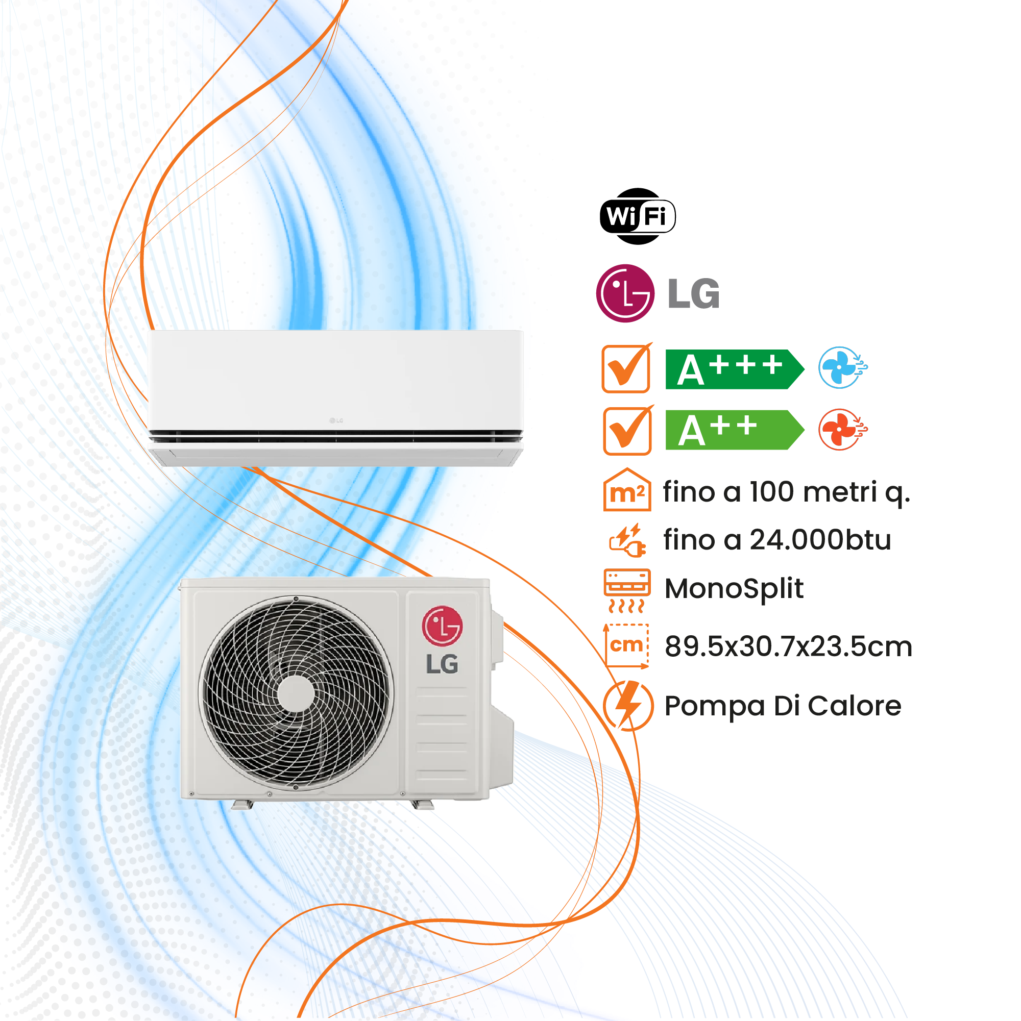 Climatizzatore LG DualCool Deluxe Inverter R-32 WiFi - Climaprime