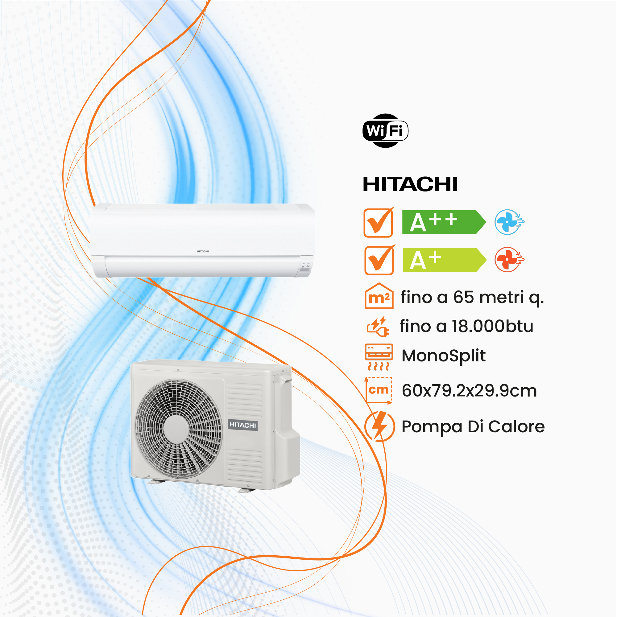 Climatizzatore Hitachi Dodai Frost Wash Mono Inverter R-32 WiFi