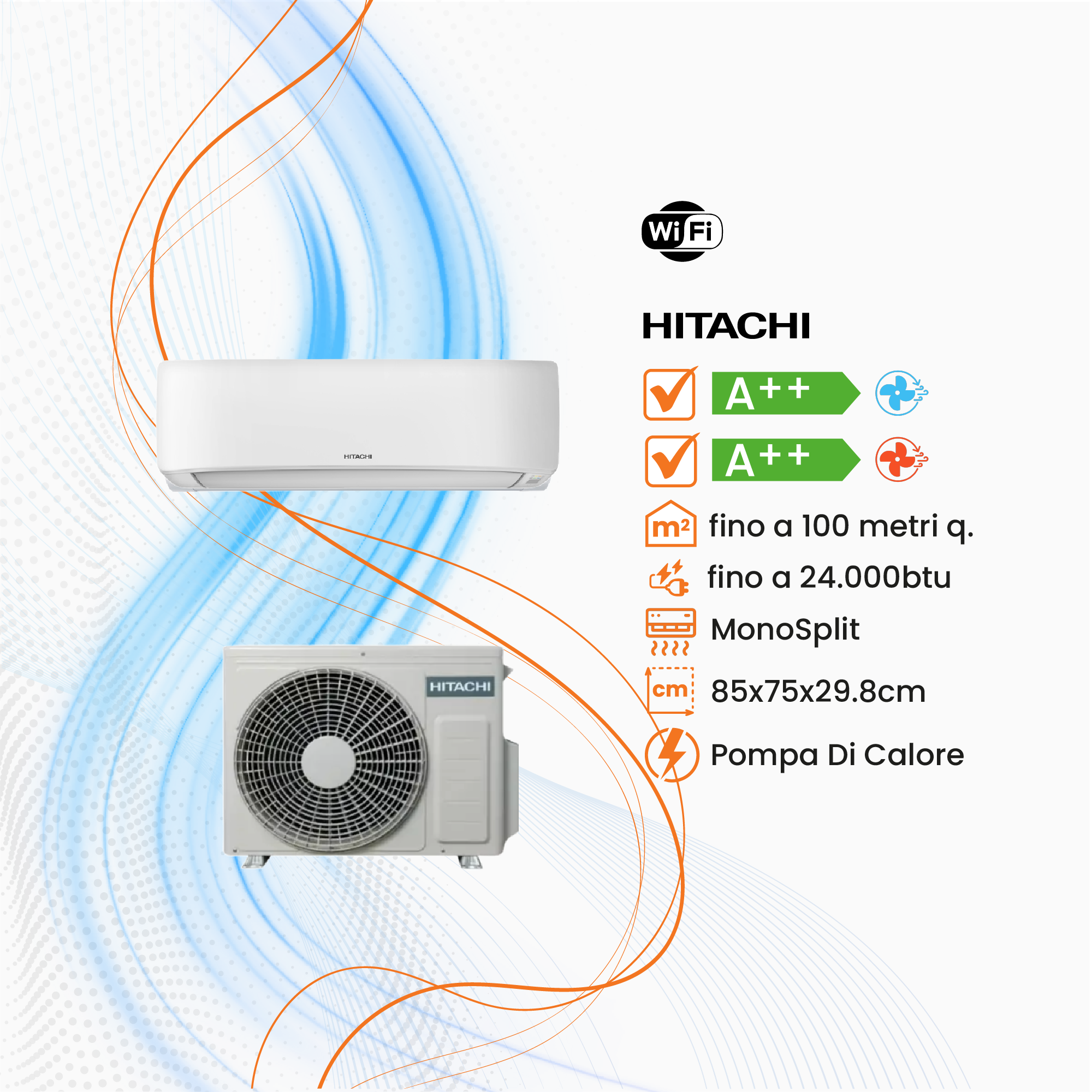 Climatizzatore Hitachi AirHome 400 Mono Inverter R-32 WiFi