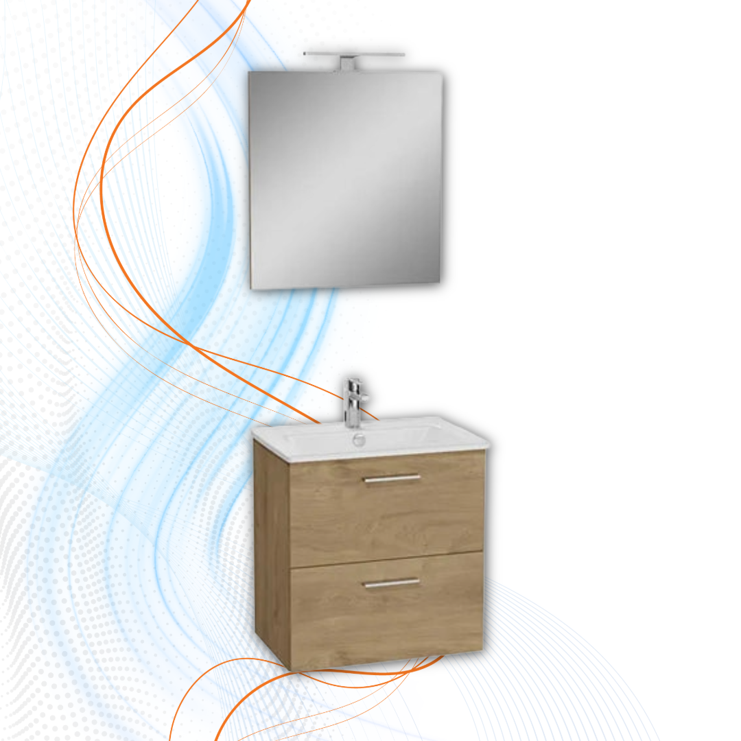 Set Mobile Bagno Vitra Serie Mia 60 cm Con Lavabo, Mobile Compatto E Cassetti