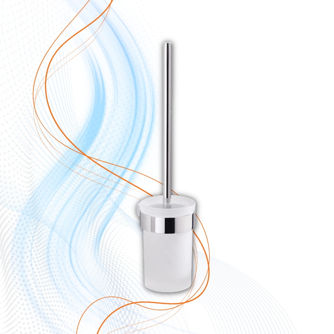 Scopino WC Da Muro Cromato Gedy Con Ciuffo In Setole Serie Pirenei In Ottone E Vetro