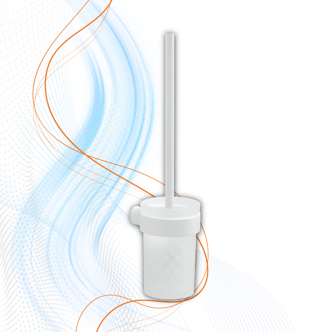 Scopino WC Da Muro Gedy Serie Pirenei Con Ciuffo In Setole In Ottone E Vetro Bianco Matt