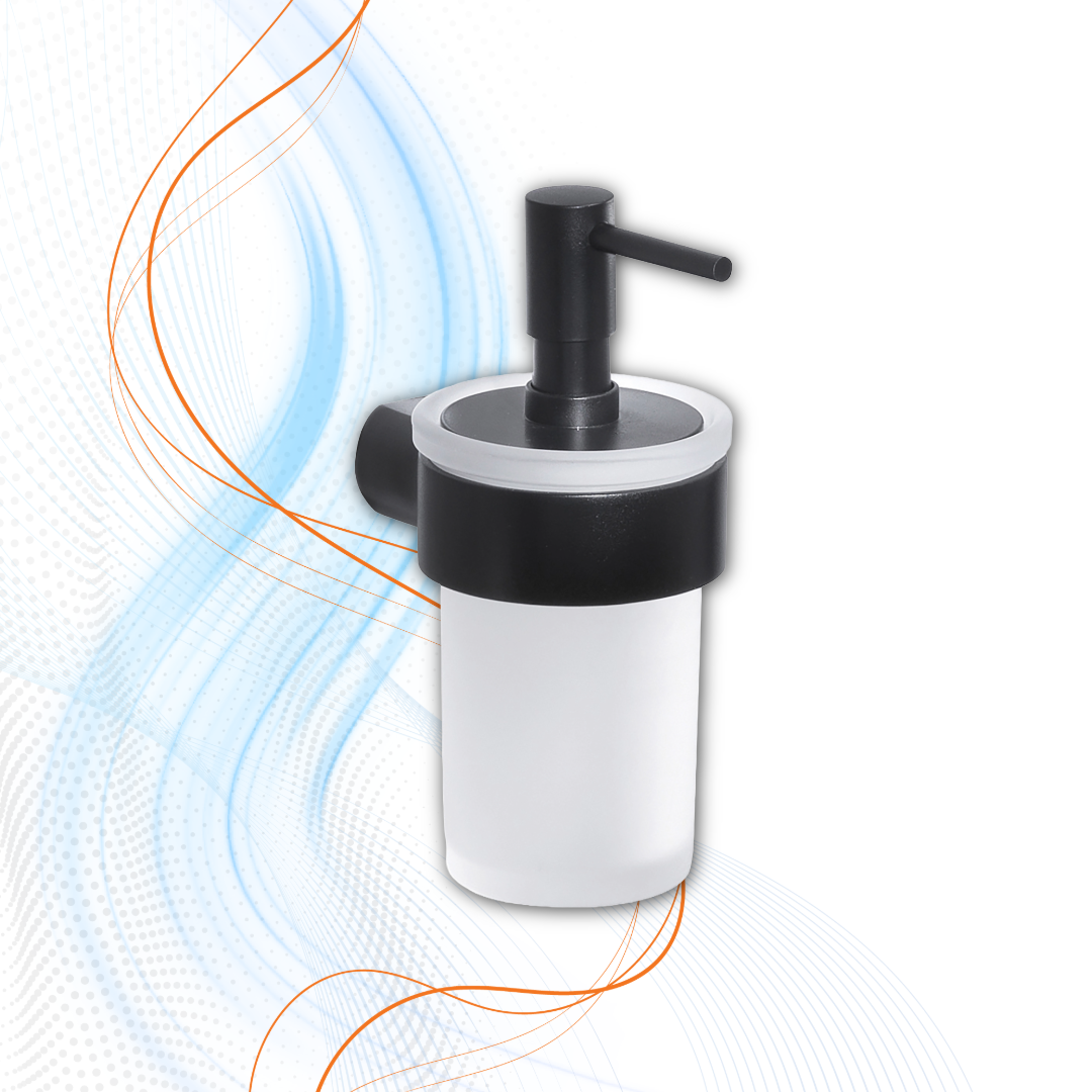 Dosasapone Gedy Serie Pirenei Con Erogatore In Plastica In Ottone E Vetro Satinato Nero Matt