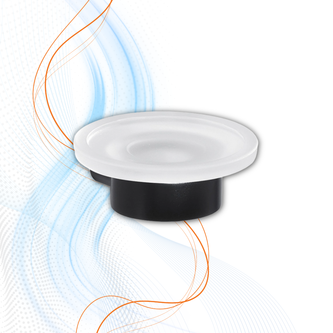 Porta Sapone Gedy Serie Pirenei In Ottone E Vetro Satinato Nero Matt