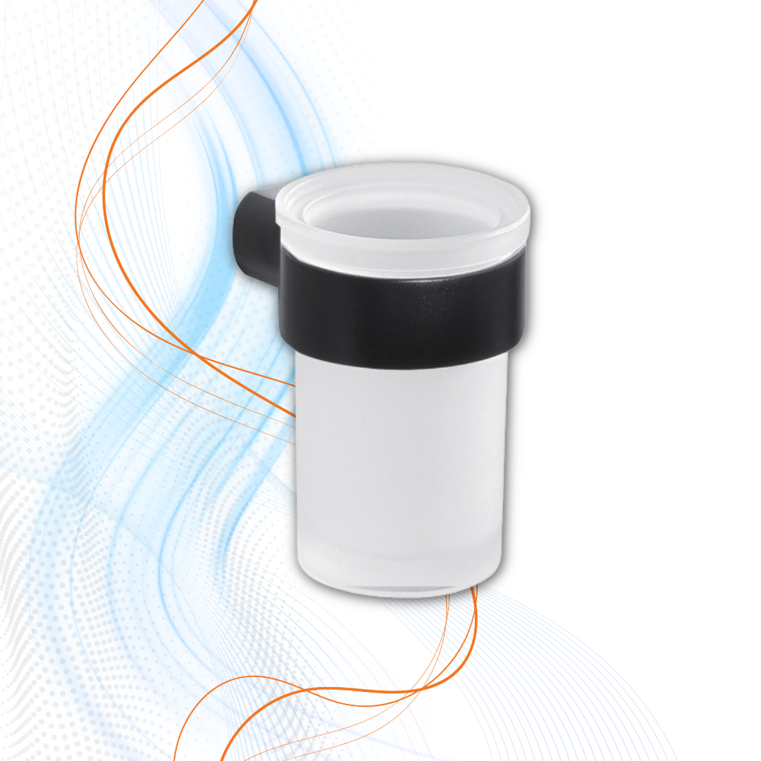 Porta Spazzolini Gedy Serie Pirenei In Ottone E Vetro Satinato Nero Matt