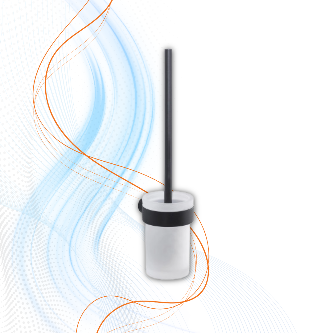 Scopino WC Da Muro Gedy Con Ciuffo In Setole Serie Pirenei In Ottone E Vetro Nero Matt