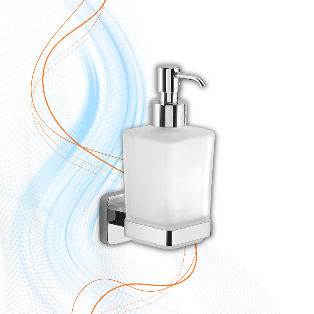 Dosasapone Cromato Gedy Con Erogatore In Plastica Serie Tonga In Acciaio Inox E Vetro Satinato