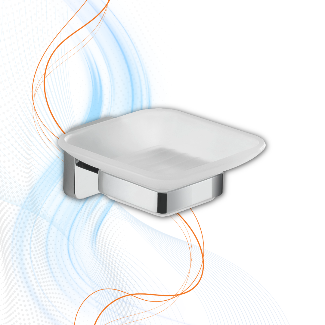 Porta Sapone Cromato Gedy Serie Tonga In Acciaio Inox E Vetro Satinato