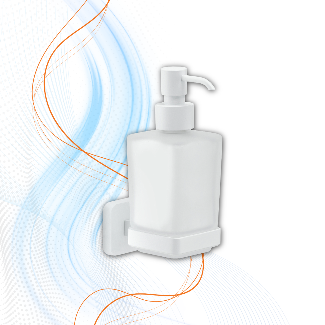 Dosasapone Gedy Con Erogatore In Plastica Serie Tonga In Acciaio Inox E Vetro Satinato Bianco Matt