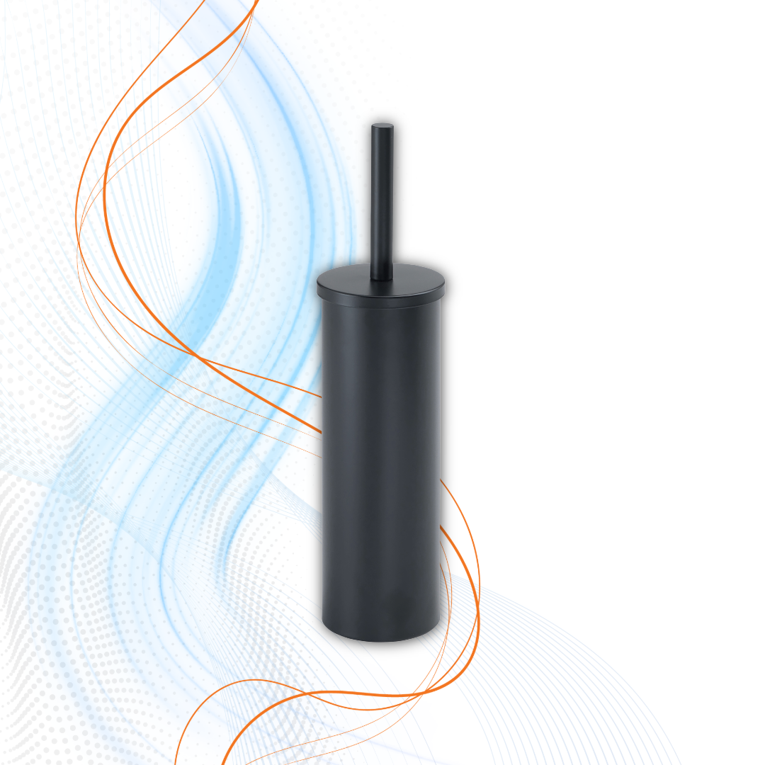 Scopino WC Gedy Con Ciuffo In Setole Serie Tonga In Acciaio Inox Nero Matt