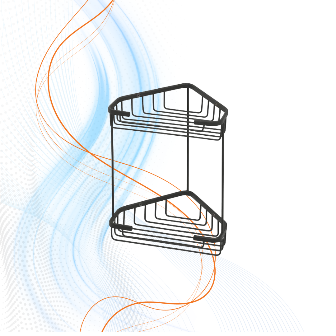 Porta Oggetti Angolare In Filo 2 Ripiani Augustus Nero Gedy