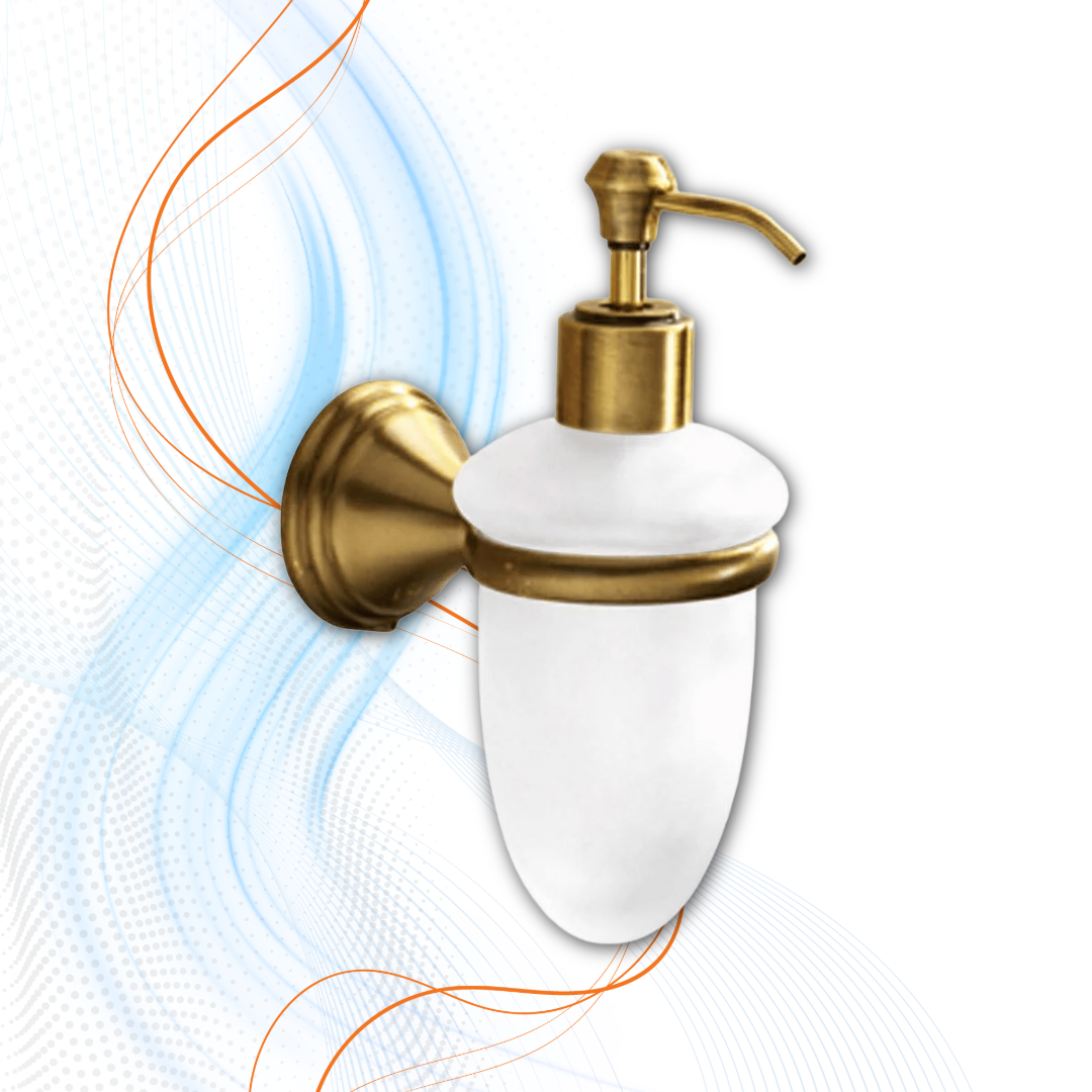 Dosasapone In Bronzo Gedy Con Erogatore In Metallo Acciaio Inox Serie Romance Con Contenitore In Vetro Satinato