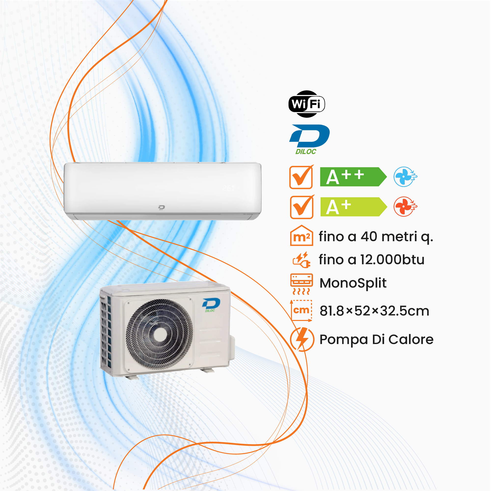 Climatizzatore Diloc Sky+ Mono Inverter R-32 WiFi