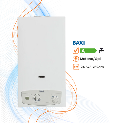 Scaldabagno Baxi AcquaPro Jet Blue Low Nox a Gas Tiraggio Naturale - Climaprime