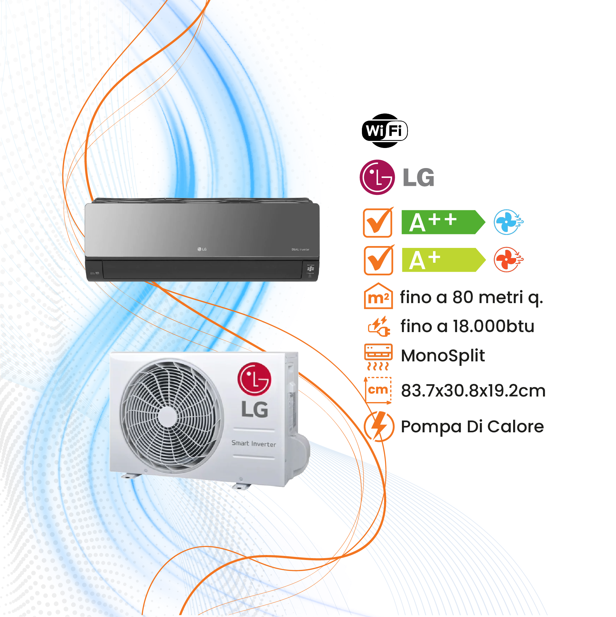 Climatizzatore LG Artcool UV Nano Mirror Inverter R-32 WiFi - Climaprime