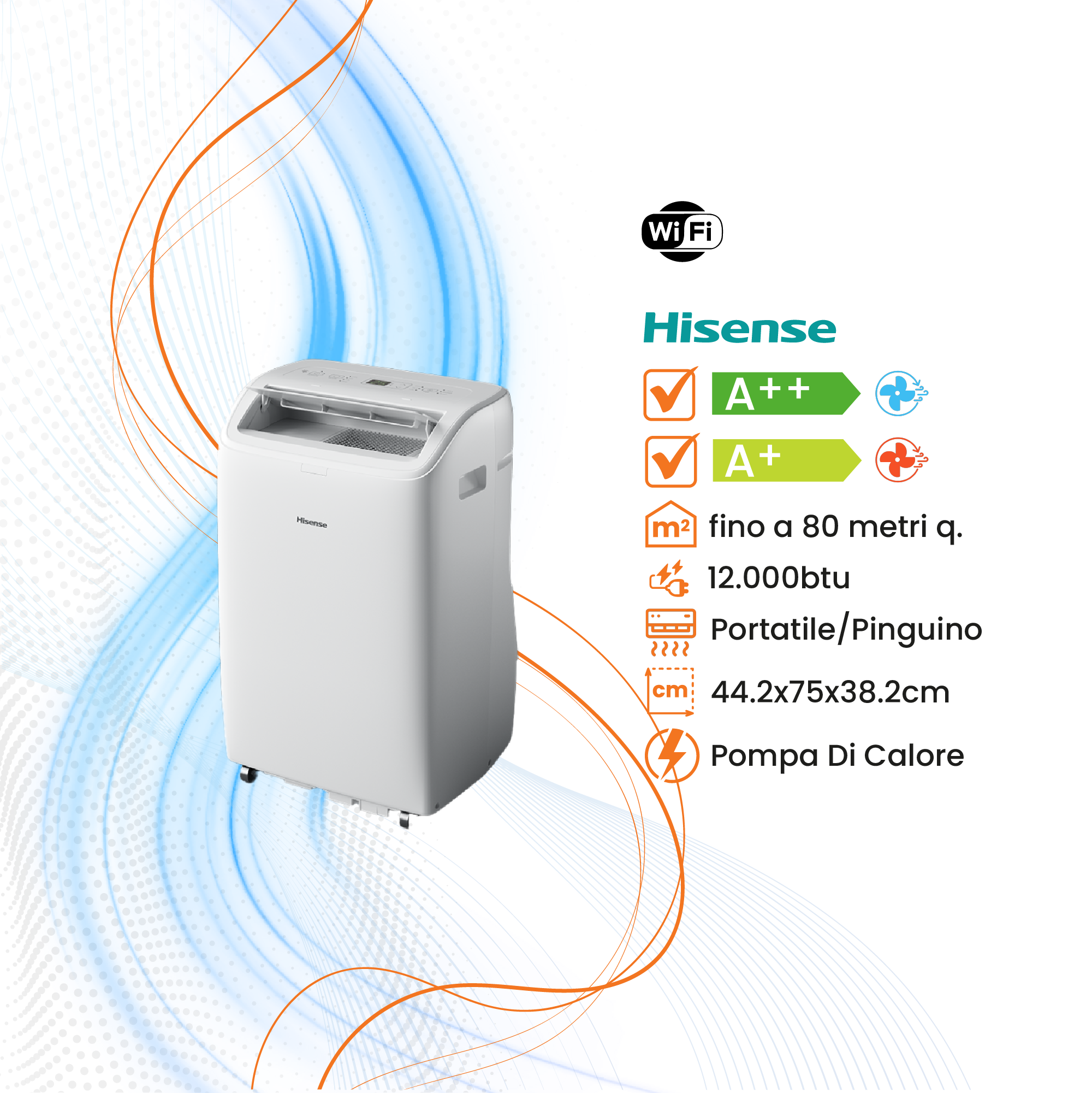 Climatizzatore Hisense Portatile Trattamento Aria/Acqua R-290 - Climaprime