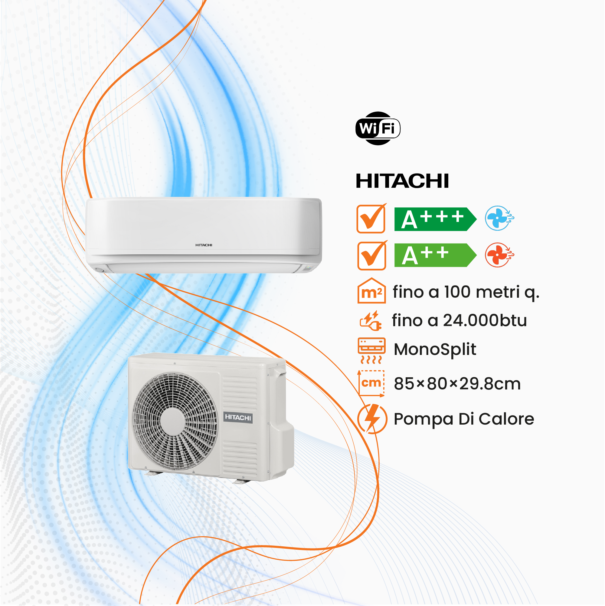Climatizzatore Hitachi AirHome 600 Mono Inverter R-32 WiFi