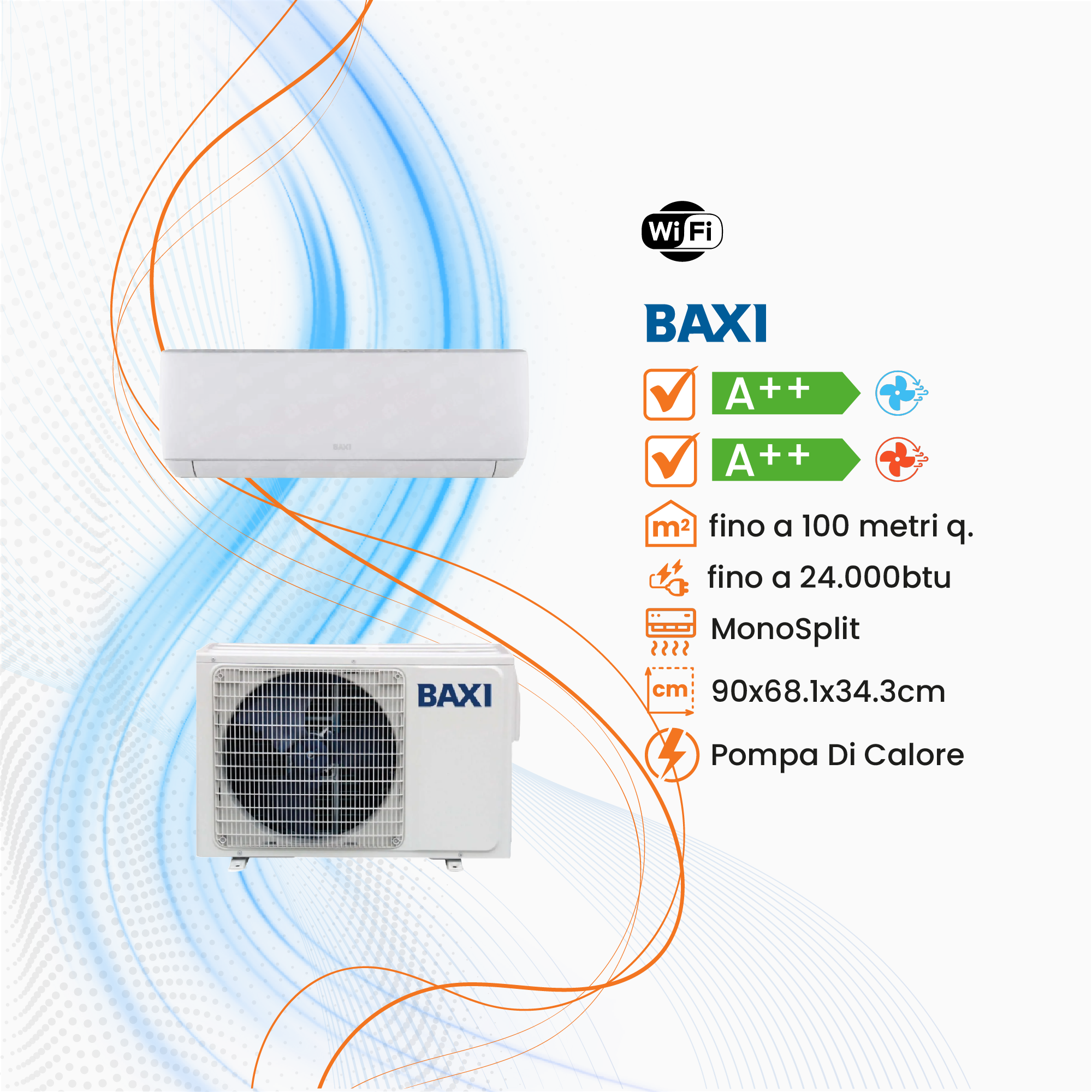 Climatizzatore Baxi Astra Mono Inverter R-32 WiFi