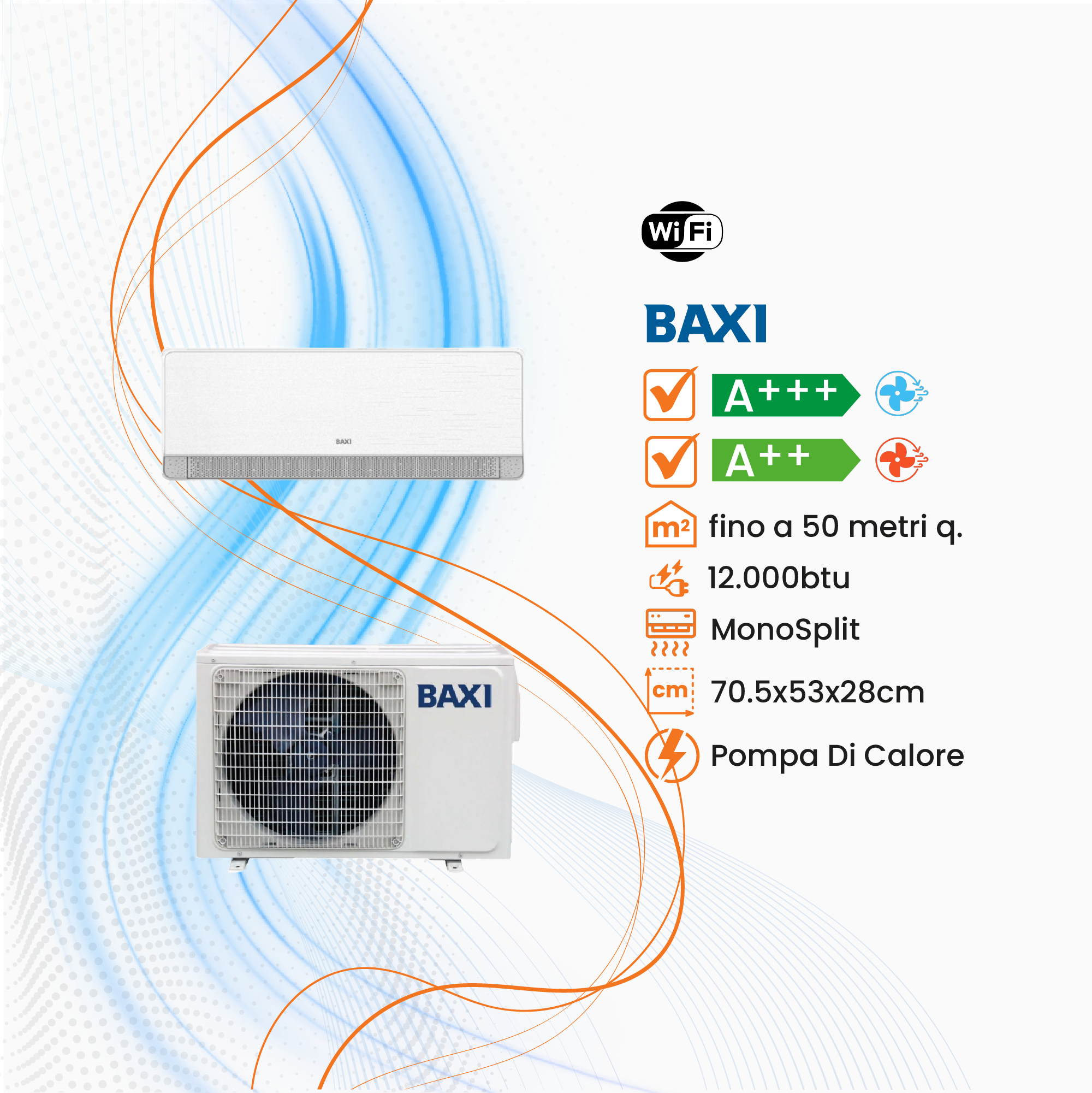 Climatizzatore Baxi Sidera Mono Inverter R-32 WiFi