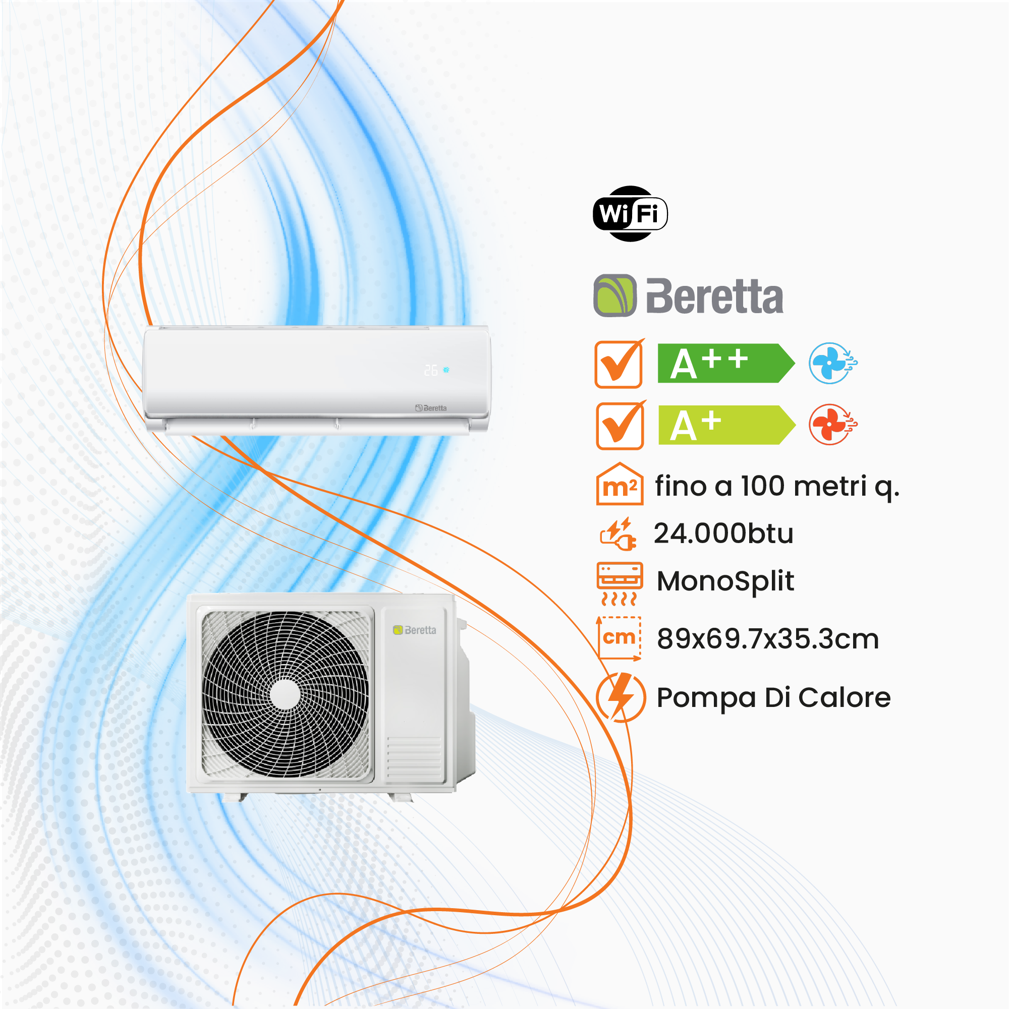 Climatizzatore Beretta Breva Mono Inverter R-32 WiFi
