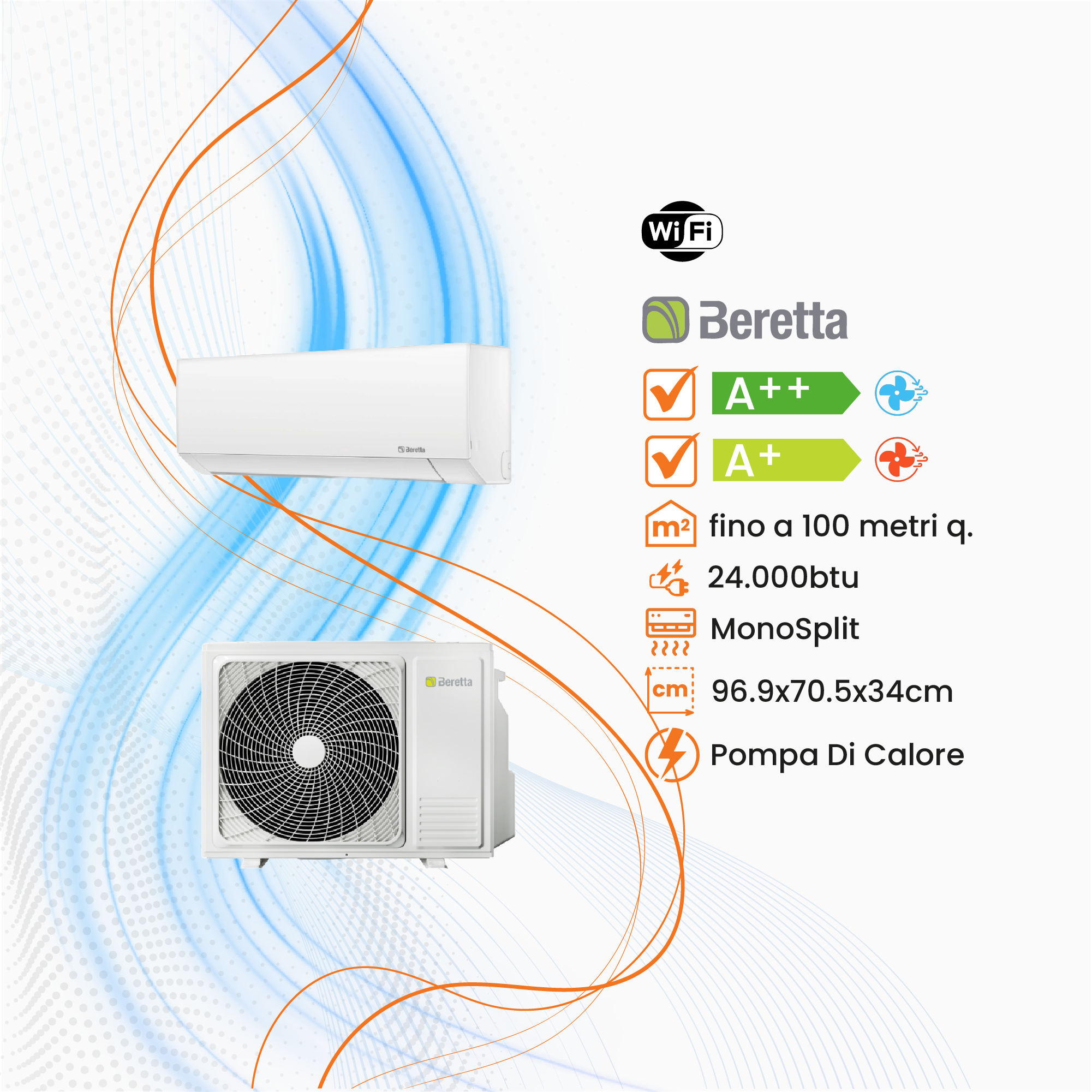 Climatizzatore Beretta Breva E Mono Inverter R-32 WiFi