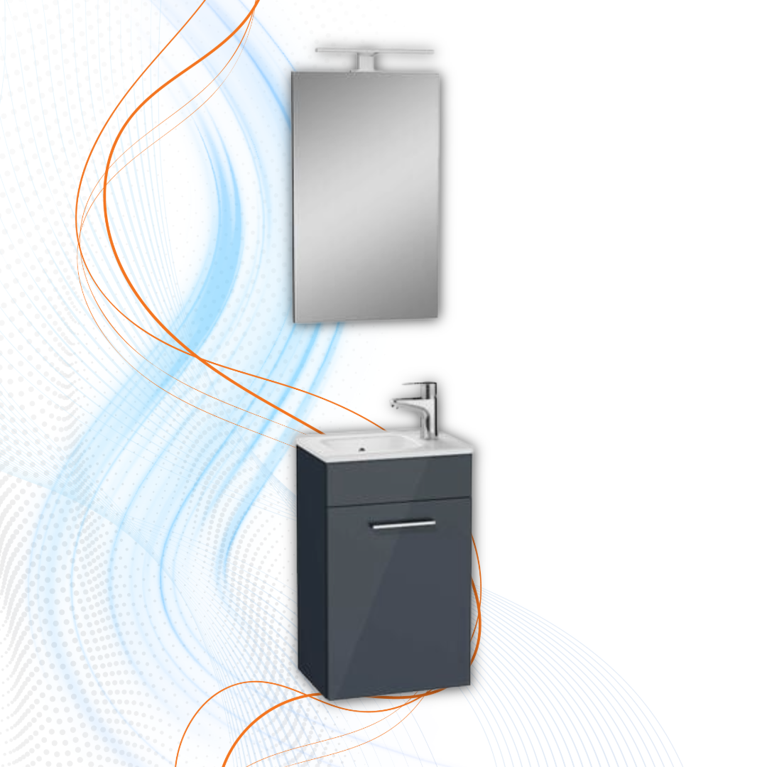 Set Mobile Bagno Vitra Serie Mia 40 cm Con Lavabo, Anta E Mobile Compatto
