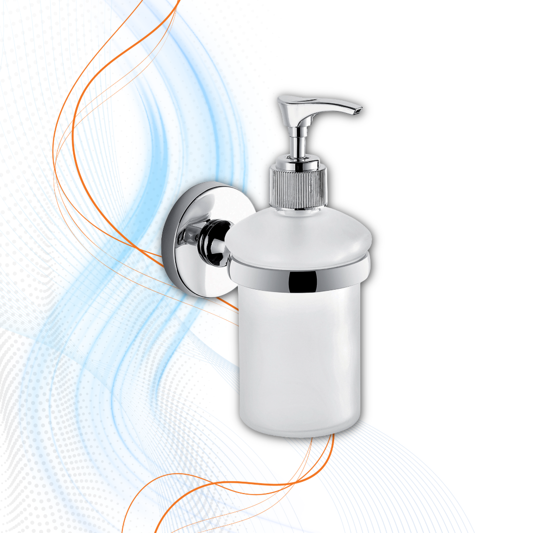 Dosasapone Gedy Serie Felce Con Erogatore in Plastica Cromata E Contenitore In Vetro Satinato