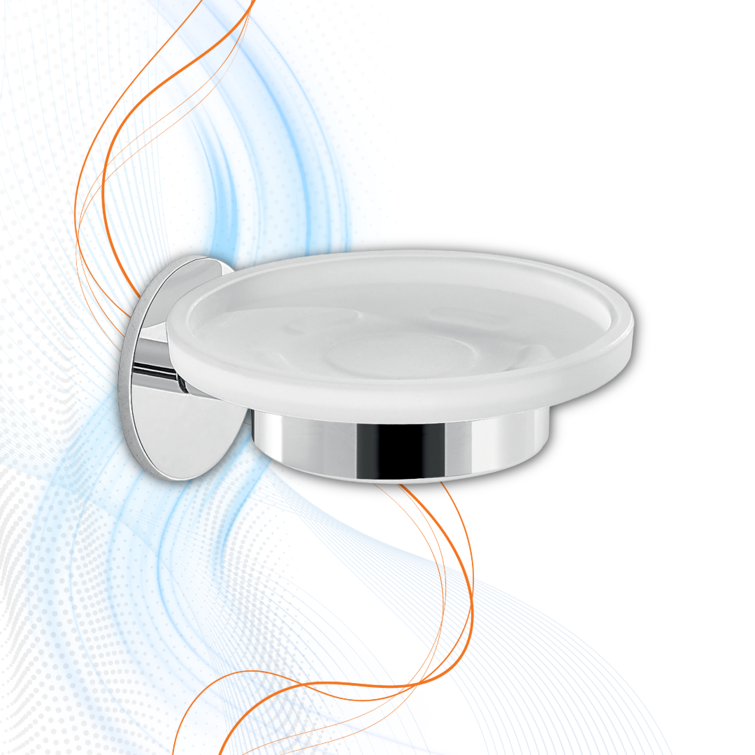 Porta sapone Gedy Cromo E Acciaio Serie Felce Con Piattino in Vetro Satinato