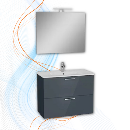 Set Mobile Bagno Vitra Serie Mia 80 cm Con Lavabo, Mobile Compatto E Cassetti