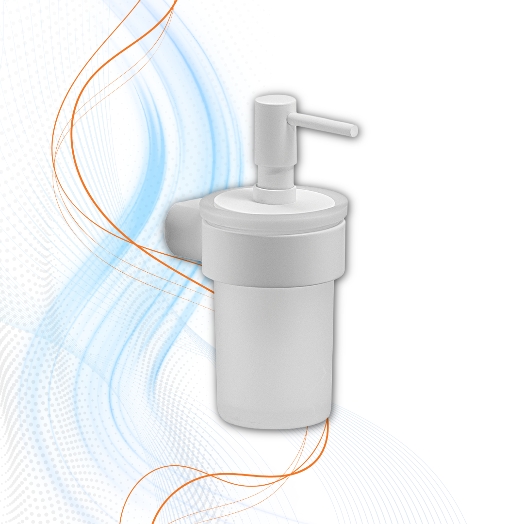 Dosatore Di Sapone Gedy Con Erogatore In Plastica Serie Pirenei In Ottone E Vetro Satinato Bianco Matt