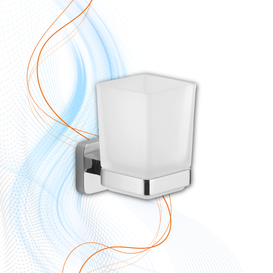 Porta Spazzolini Cromato Gedy  Serie Tonga In Acciaio Inox E Vetro Satinato