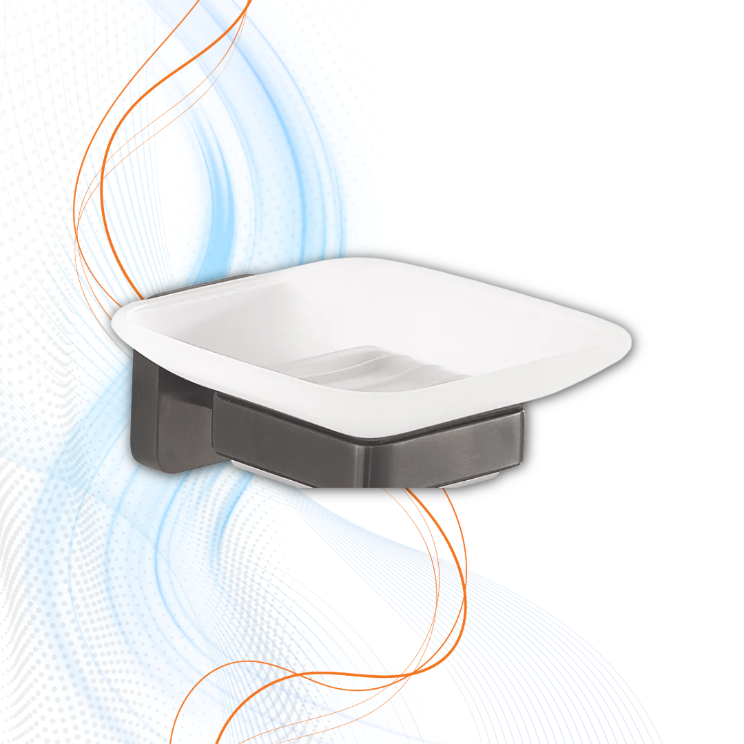 Porta Sapone Gedy Serie Tonga In Acciaio Inox E Vetro Satinato Nero Matt