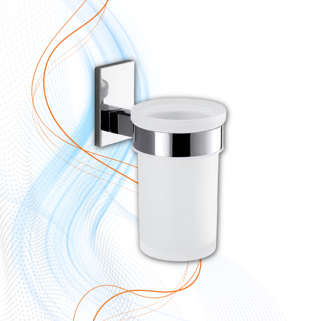 Porta Spazzolini Gedy Serie Maine In Acciaio Inox E Contenitore In Vetro