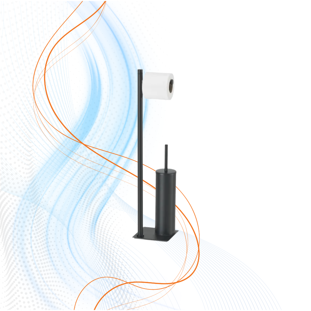 Colonna Porta Rotolo E Scopino WC Trilly Nero Opaco Gedy