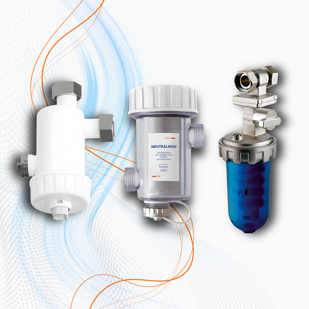 Kit Salvacaldaia Foridra Total Protex - Defangatore Magnetico Idramag Mini V + Dosatore Polisfati DosaMini OVL + Neutralizzatore di condensa NeutralMini