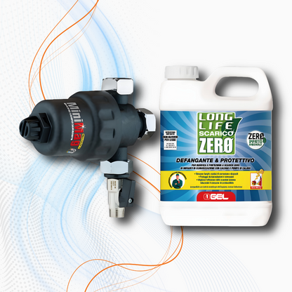 Kit Salvacaldaia GEL Kit Scarico Zero AT 100 - Defangatore Magnetico MiniMag Smart + Long Life Scarico Zero Defangante e Protettivo