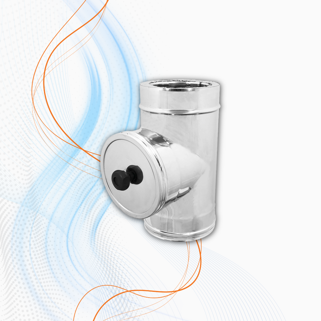 Tee Coassiale Con Tappo D'Ispezione In PPH/Acciaio Evolution Per Caldaia A Condensazione