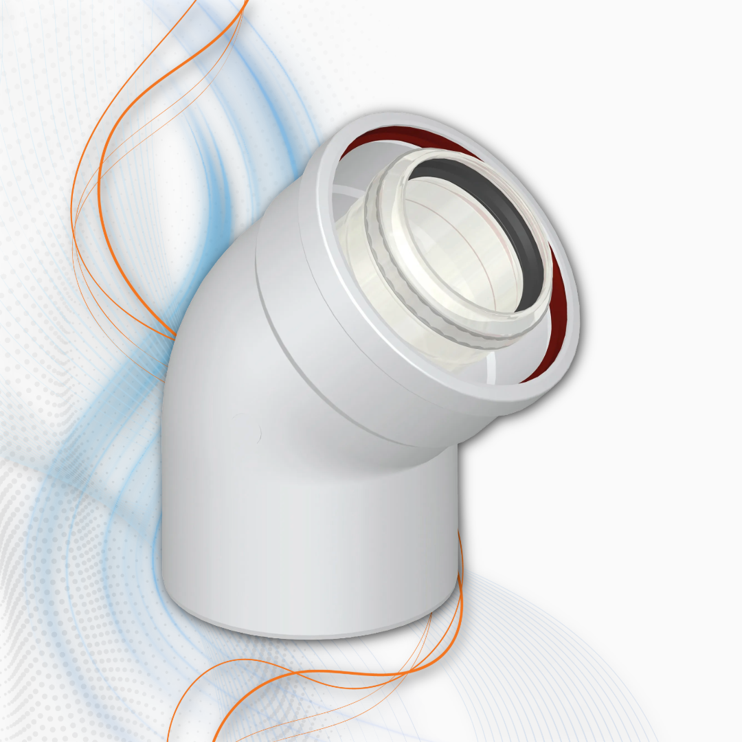 Curva Coassiale 45° 100/60 In Alluminio Stabile Per Caldaia A Condensazione