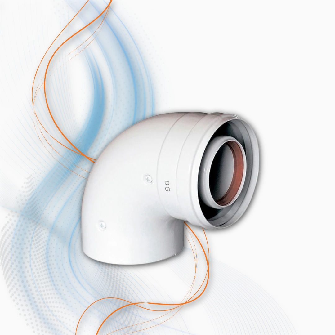 Curva Coassiale 90° 100/60 In Alluminio Stabile Per Caldaia A Condensazione